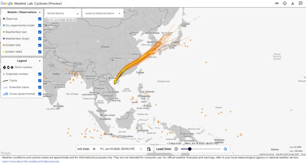 Новый подход к прогнозу циклонов испытали на Weather Lab Google