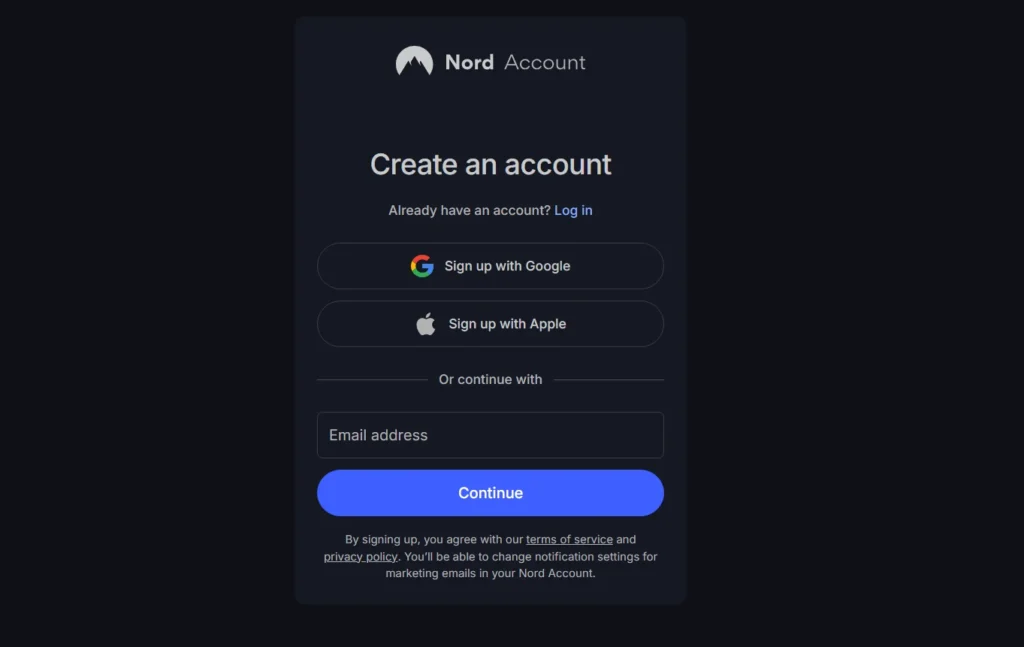 Creating an account